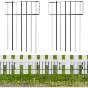 10 Pack Animal Barrier Fence, Total 16.7 Inch(H) X 10.8 Ft(L) Decorative Garden Fence , Rustproof Metal Barrier Bottom Fence, Dog Rabbits Ground Stakes Border Fence for Garden.