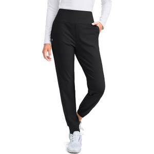 G Gradual Women's Fleece Lined Joggers High Waisted Water Resistant Thermal Hiking Pants Cold Weather Sweatpants with Pockets (Black)