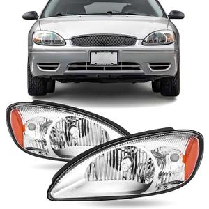 For 2000 2001 2002 2003 2004 2005 2006 2007 Ford Taurus Headlights Headlamp Assembly Replacement OE Style, Chrome Housing
