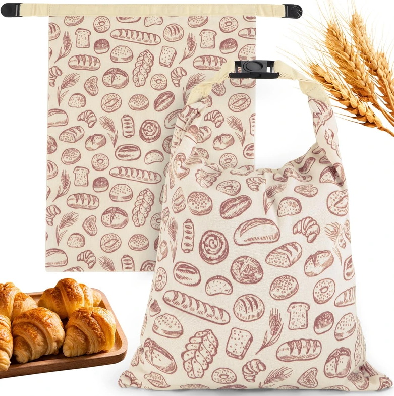 2 PACK Beeswax Sourdough Bread Bags for Homemade Bread, Reusable Cotton Beeswax Bread Bag Portable Waxed Storage All Natural Bees Wax Linen Bag Keep Fresh,13''×17'', 02