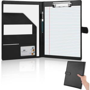Professional Padfolio, Multi Function Faux Leather Portfolio Binder with Clipboard - Interview Resume Folder, Legal Document, Business Card Holder, for Office, Conference, Interviews (Black)
