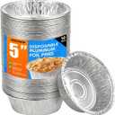 50 Pack Mini Pie Pans, 5in Pie Tins, Disposable Aluminum Round Foil Tart, Aluminum Foil Pans, Easily Stack & Store for Baking, Cooking, Storage or Reheating