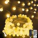 200LED Connectable Globe String Lights Indoor Outdoor for Bedroom, 66ft Warm White Fairy Light Plug in with Remote, Waterproof 8 Modes Hanging Lights for Room Party Classroom Wedding Christmas Decor