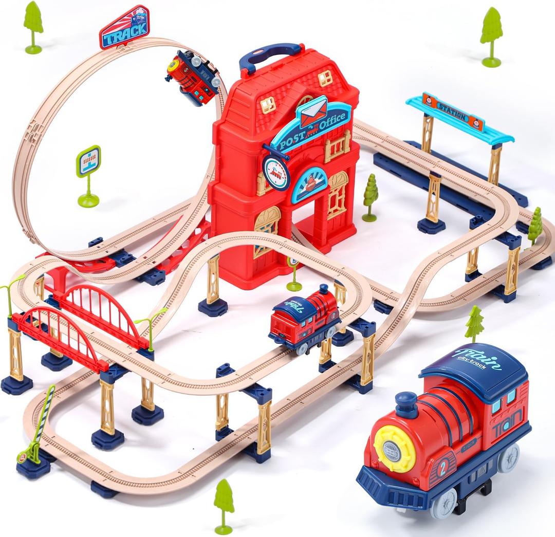 Kids Train Set with 360 Loop Track, Electric Train Toy Set for Toddler with Storage Case, Great Birthday Gift for Boys & Girls Kids Train Set with 360 Loop Track, Electric Train Toy Set for Toddler with Storage Case, Great Birthday Gift for Boys & Girls