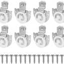 Sliding Closet Door Hardware Set, Sliding Wardrobe Door Hardware Roller Kit Includes Knob Adjustable Door Hooks and Screws, 8 Pack丨Zinc Plated