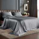 BEDELITE King Size Sheets Set, Luxury Soft Dark Grey Satin Sheets for Hair and Skin, Similar to Silk Bed Sheets Set 4 Pieces with 1 Deep Pocket Fitted Sheet, 1 Flat Sheet, and 2 Pillowcases