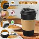 Lamosi 100 Pack 16 oz Disposable Coffee Cups with Lids and Sleeves, Black Leak-Proof To Go Coffee Cups with Lids, Hot/Cold Beverage Black Drinking Cup for Home, Office, Parties, Travel