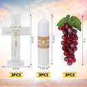 Amyhill 3 Sets Cross Table Decor Baptism Centerpieces Sets Confirmation Candle Standing Cross with Jhs Candles First Communion Table Decor for Wedding Baby Shower Christening Church