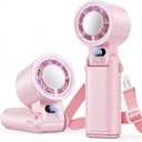 Portable Handheld Turbo Fan, 1-199 Speed Adjustable with LED Display, High-Power Motor, Rechargeable Battery, 4 IN 1 Pocket Design Mini Fans for Indoor/Outdoor/Travel/Work, Pink, Small