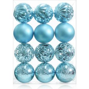 24ct Blue Christmas Balls Tree Pendants Shatterproof Ornaments Seasonal Decorations for Tree Decor,Holiday and Xmas(Light Blue, 2.36''/60mm)
