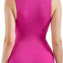 SUUKSESS Women Zip Up Sexy Rompers Ribbed Seamless Padded Workout Romper (Pink, L)