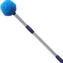 Cobweb Duster with Pole, 4ft Stainless Steel Pole Cobweb Brush with Medium-Stiff Bristles for Walls Beams Shelves Iight Fixtures and Window Screens (4 Foot (Pack of 1))