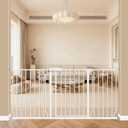 ALLAIBB Baby Gate Pressure Mounted Extra Wide Walk Through Child Kids Safety Toddler Tension White Long Large Pet Dog Gates with Extension for doorways Kitchen and Living Room (62.20-66.93"/158-170cm)