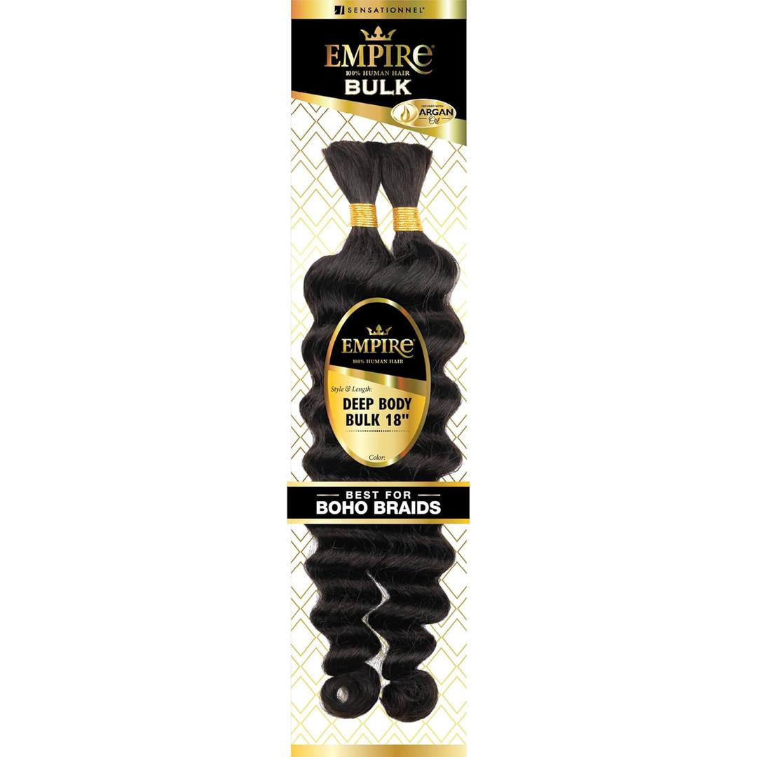 Sensationnel Empire Bulk Braiding – Deep Body Human Hair Braids for Knotless Boho Box or Curly Loosewave Styles - 1 pack (18 inch, 27 HONEYBLONDE)