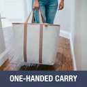 CleverMade Collapsible Laundry Caddy Foldable Laundry Hamper & Tote, XXL 64L Pop-Up Laundry Basket with Handles, Space-Saving Laundry Organizer for Home & Travel, 2 Pack - LUXE Cream Herringbone