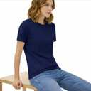 T-Shirts for Women | 100% Cotton Casual Short Sleeve Crew Neck T-Shirts for Women (Blue, XXXL)