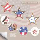 COCHIE 4th of July Decorations Wooden Stars, Patriotic Memorial Day Star Tiered Tray Decor Set of 3, Fourth of July Red White Blue Decoration for Home Office Table Shelf (Flag Retro)