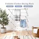 4-Tier Foldable Clothes Drying Rack with 4 Hangers, Portable Extendable Laundry Drying Rack for Indoor Air Drying Clothing 15" D x 29" W x 52" H, White