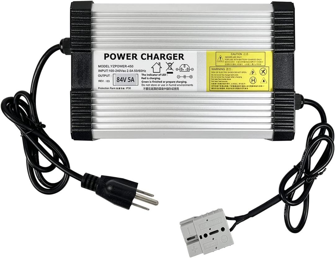 YZPOWER Charger Output 84V 5A Battery Charger for Health Care 72V Lithium Battery Pack Anderson Connector