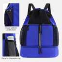 Sports Drawstring Backpack Swim Gym Bag with Wet Proof Pocket and Shoe Compartment for Men Women