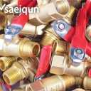2PCS 1/4 Brass Ball Valve Shut Off Switch, 1/4 NPT Male x 1/4 NPT Male NPT Thread Pipe Fitting Air Compressor (Male 1/4 NPT - Male 1/4 NPT)