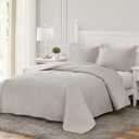 Hansleep Cream Quilt Twin Size - Damask Ultrasonic Summer Bedspread Twin, Soft Lightweight Coverlet Bedding Set, 2 Pieces (1 Quilt, 1 Pillow Shams)