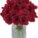 IPOPU Burgundy Poppy Flowers 20pcs Artificial Poppies PU Real Touch Faux Poppy Bulk Fake Flower Arrangements for Wedding Centerpieces, Home Table, Bridal Shower Party Decorations(Burgundy)