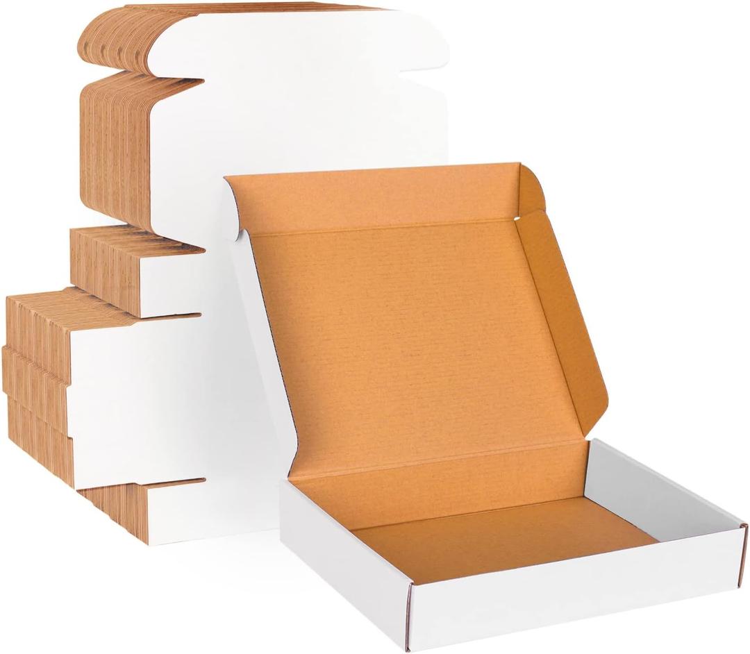 11x8x2 White Cardboard Boxes - 30 Pack Shipping Boxes for Small Business Mailing, Corrugated Packaging