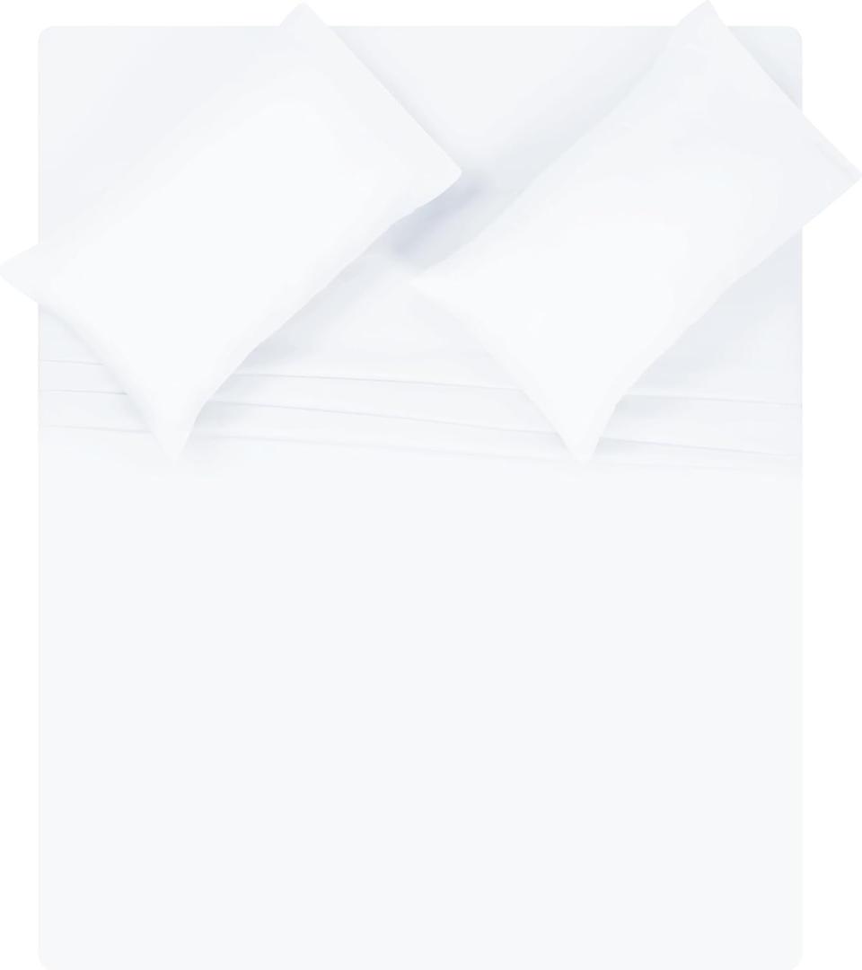 MyOwn Queen Sheet Set - Double Brushed Microfiber Bedding Set, 4 Piece Deep Pocket Queen Sheets - Ultra Soft, Easy-Fit, Wrinkle Free, Quick Dry, Easy Care - White