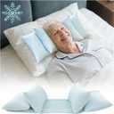 Cooling Head Stabilizer, Head Support Pillow for Elderly Neck Cradle for Sleeping Upright, Post Cervical Fusion Surgery Recovery, Breathable Wheelchair Headrest with Straps (Light Blue)
