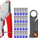 Coaxial Cable Crimper for RG59, RG6, 3-in-1 Coax Cable Repair Kit with Wire Stripper Adjustable for RG59, RG11, RG7, F-Type RG6 Connector for Satellite TV, Home Theater and Network Cabling (20)