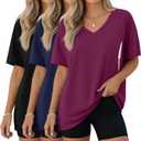 3 Pack Women's Oversize Nursing Shirts | Breastfeeding Tops, with Hidden Zippers, Loose Fit Short Sleeve T-shirts, Maternity Lounge Tee, Mama Clothes, Soft Fabric