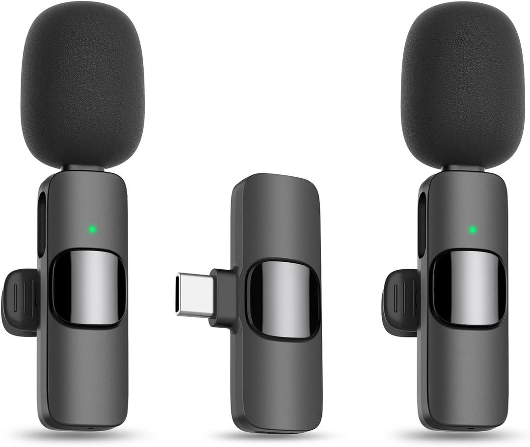 MAYBESTA Wireless Lavalier Lapel Microphone for iPhone 15 Series/Android/Laptop - Bluetooth Mini Phone Microphones for Video Recording - 2 Clip on Mics with USB C Interface for Tiktok YouTube Vlog