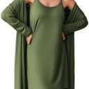 Ekouaer Robe Sets for Women 2 Pieces Nightgown Long Sleeves Bathrobe Soft Sleepwear 2025 M
