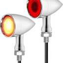 Motorcycle Rear Turn Signal Bullet Large SMD Blinker Red Amber Tail Lights Indicators Fit for Honda Yamaha Suzuki Kawasaki Harley Sportster (Chrome,2PCS)