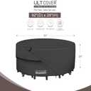 ULTCOVER Round Patio Furniture Cover - Outdoor Waterproof Table with Chair Set Cover 92 inch, Black
