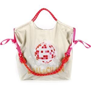 Ball&Chain Embroidery Nylon Tote Bag for Women, Bridal Shower Gifts for Bride, Wedding Bachelorette Bride Gifts Shoulder Bag (Small, Grey)