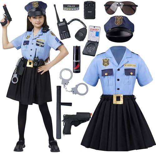 Spooktacular Creations Halloween Girls Police Officer Costume, Cop Costume Accessories for Kids Role-Playing, Dress-Up Party, Size M