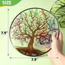 Tuitessine Big Size Tree of Life Stained Glass Suncatcher Four Season Theme Colorful Leaves Wall Window Hanging Ornament Hand-Painted Glass Panel Gift for Women Christmas Thanksgiving Gift 7.9 × 7.9”