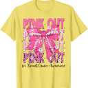 Breast Cancer Shirts Women Cancer Shirt Pink Ribbon Breast Cancer Awareness Tshirt Cancer Support Shirt Cancer Butterfly Tee XL  Lemon Yellow