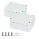 Project Box IP65 Waterproof Dustproof Junction Box ABS Plastic Enclosure Box for Electronics Gray White Outdoor Project 3.93"x2.68"x1.97"(100 x 68 x 50 mm)(2Pcs)