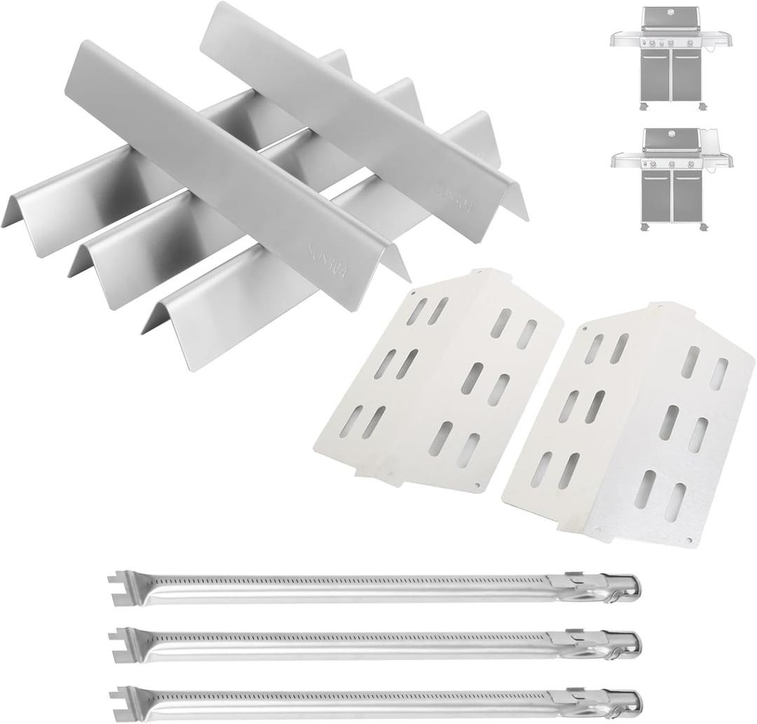 Grill Parts for Weber Genesis 300 Series w/Front Control, Flavorizer Bars and Heat Deflector 62752 Burner Kit for Weber Genesis 300 E/S/EP 310 320 330 for Weber Genesis 300 Accessories