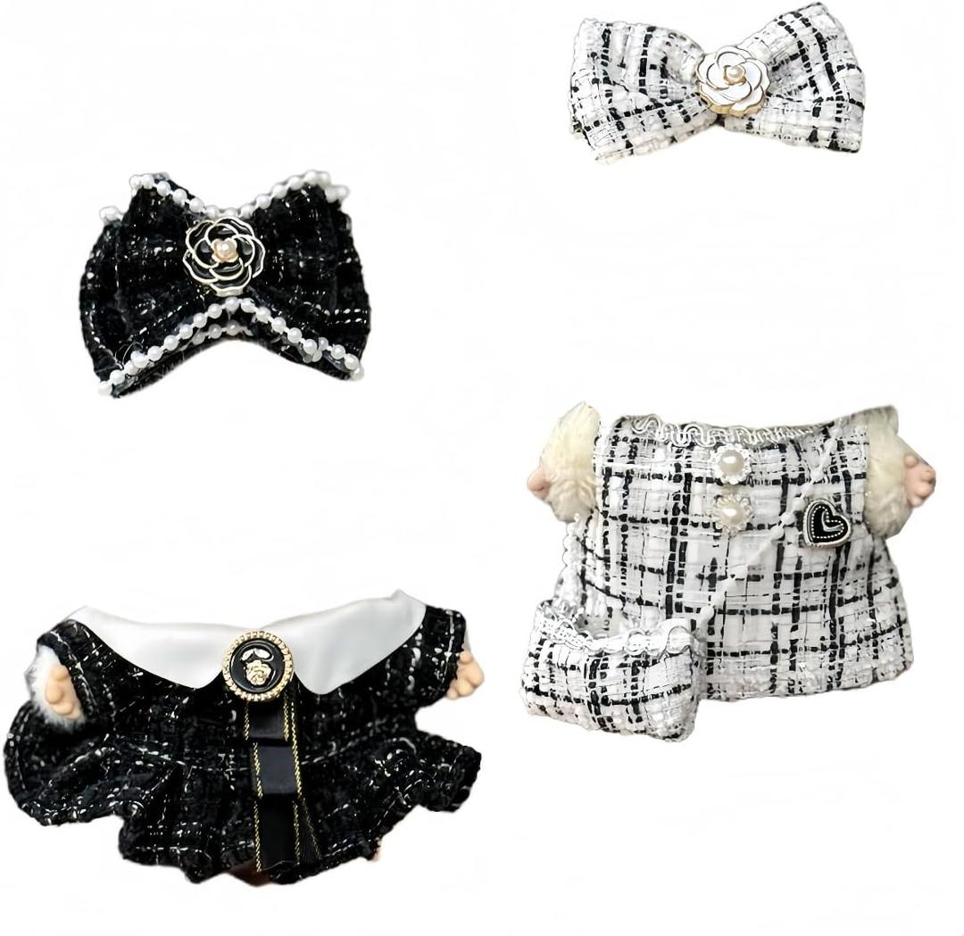 Clothes for Dolls 17cm, Dolls Clothing Accessories Set, Designer Clothes Outfits for Plush Dolls 7 Inch, Black Dress, White Dress