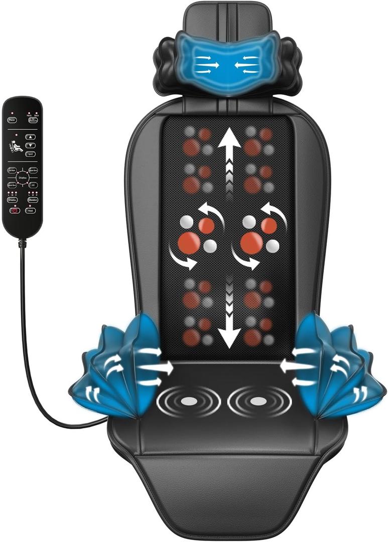 Shiatsu Back Massager with Heat, Massage Chair Pad with Compression & Vibration, Adjustable Neck Height for Office Home, Gifts for Men Women Mom Dad