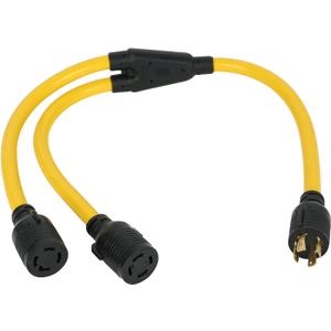 3FT NEMA L14-30 Splitter Cord Generator Y Adapter, HDWS NEMA L14-30P to (2) Outlet Port L14-30R Twist Lock Extension Cord, 30 Amp 4 Prong Generator Power Cord Adapter