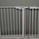 Cumbor 29.7-48" Baby Gate for Stairs, Mom's Choice Awards Winner-Dog Gates for Doorways, Auto Close Safety Pet Gate for Dogs Indoor, Easy Install Pressure Mounted Child Gate with Walk Thru Door, White