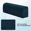 uxcell 2Pcs Stretch Armrest Covers, Polyester Soft Couch Armchair Cover Non-Slip Chair Arm Rest Slipcovers for Sofa Recliner Twist Pins, Navy Blue