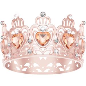 Cake Crown, Women for Crown Heart shaped Diamond Crown, Flower Bouquet Accessories Crowns, Mini Crown, Birthday Cake Baking Decoration Paper Cup Cake Decoration (Mini Rose Gold Peach)