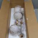 Modern Brass Vanity Light, 23-Inch Gold Bathroom Light Fixtures 3-Light Mid-Century Milk Glass Globe Wall Sconce with Knurled Texture