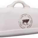 Creative Co-Op Stoneware Butter Dish with Cow Decal